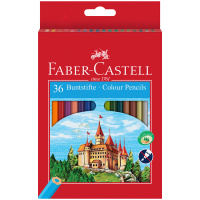 Карандаши цветные Faber-Castell 'Замок', 36цв., шестигр., заточ.+точилка, картон, европодвес