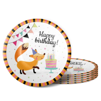 Тарелка одноразовая Fiolento Лисенок бумажная разноцветная 18см, 6шт