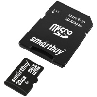Карта памяти Smart Buy MicroSDHC 32Gb, 30мб/с, с адаптером