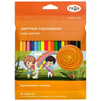 Карандаши цветные Гамма 'Оранжевое солнце', 18цв. (6 классич. + 6 неон. + 6 пастельн.), заточен., ка