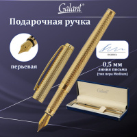 Ручка подарочная перьевая GALANT 'VERSUS', корпус золотистый, детали золотистые, узел 0,8 мм, синяя,