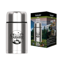 Термос 0,8 л для еды/напитков с широким горлом, нержавеющая сталь SUS304, TAIGARU (ТАЙГАРУ) FOOD, серебристый, 700325