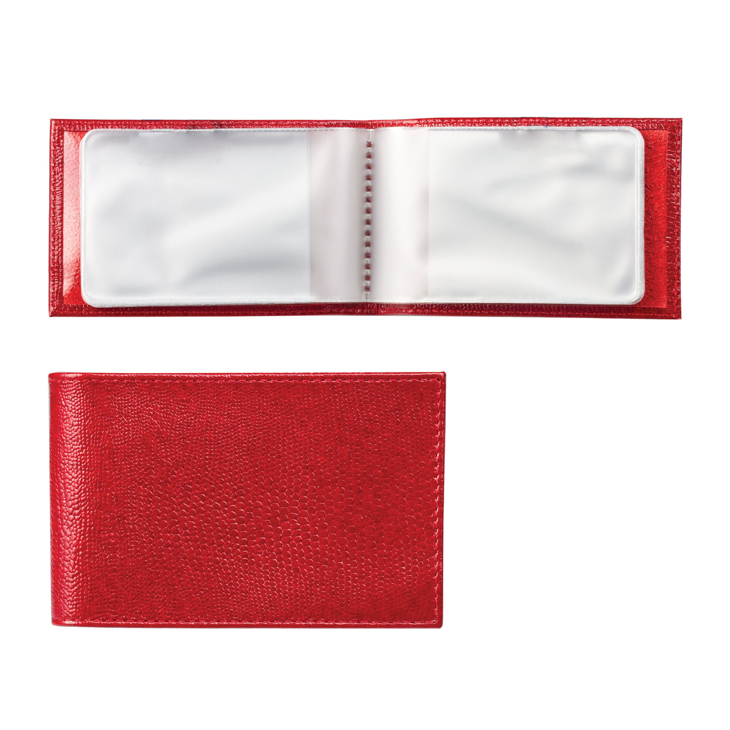 фото: Визитница карманная BEFLER 'Ящерица', на 40 визитных карт, натуральная кожа, тиснение, красная, V.30