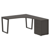 Стол эргономичный с тумбой EVCET 1518(R) Мокко/Мокко 1560х1880х750 EDIS