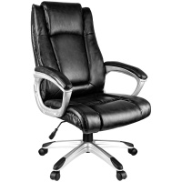 Кресло руководителя Helmi Capital HL-E09, экокожа, черная, крестовина пластик