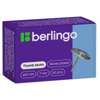Кнопки канцелярские Berlingo никелированные, 10мм, 50шт/уп, металлические