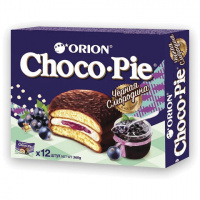 Печенье Orion Choco Pie Black Curran, темный шоколад с черной смородиной, 360г