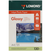 Фотобумага для струйных принтеров Lomond А4, 25 листов, 130г/м2, глянцевая, одност., 102041