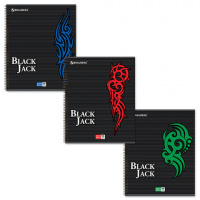 Тетрадь общая Brauberg Pro Black Jack, A5, 96 листов, в клетку, на спирали, мелованный картон/ лак