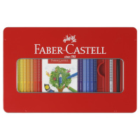 Карандаши цветные Faber-Castell 'Grip', 48цв., трехгран., заточ.+ч/г кар. Grip+точилка+кисть, метал.