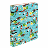 Тетрадь на кольцах А5 160х212 мм, 120 листов, картон, выборочный лак, клетка, BRAUBERG, 'Карпы Кои',