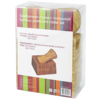 Ступка с толкушкой бамбуковая, 12 х 6см