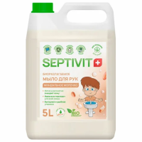 Мыло жидкое гипоаллергенное 5 л, SEPTIVIT 'Миндальное молочко', биоразлагаемое