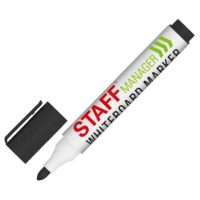 Маркер стираемый для белой доски ЧЕРНЫЙ, STAFF 'MANAGER' WBM-300, 3 мм, с клипом, 152636