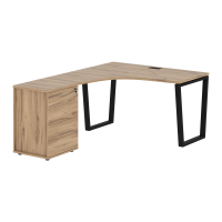 Стол эргономичный с тумбой EVCET 1318(L) Дуб Денвер светлый/Черный 1360х1880х750 EDIS