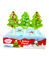 Карамель на палочке Елочка зеленая-желтая, 30г х 35 шт