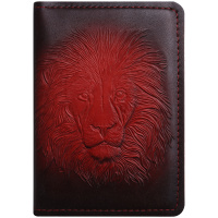 Обложка для паспорта Кожевенная мануфактура 'Лев', красный, в деревянной упаковке