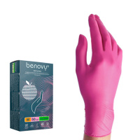Перчатки нитриловые Benovy Nitrile MultiColor р.XS, 7.6г, розовые, 50 пар