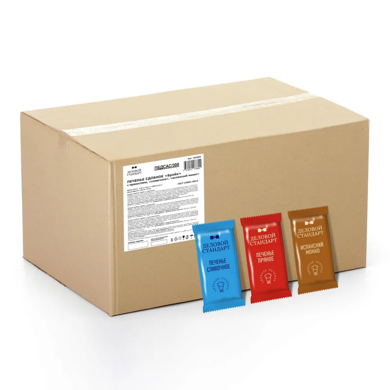 фото: Печенье Деловой Стандарт(Пряное,Сливочное,Испанский Мокко)(инд.уп),300шт/уп