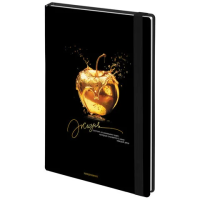 Ежедневник недатированный с резинкой А5 145х203 мм, BRAUBERG, твердый, фольга, 128 л., 'Apple', 1162