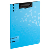 Папка-планшет с зажимом Berlingo 'Neon' А4, пластик (полифом), 1800мкм, голубой неон
