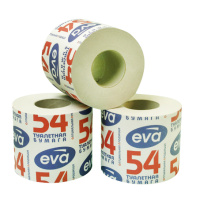 Туалетная бумага Eva 54 белая, 1 слой, 54м