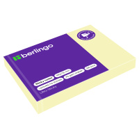 Блок для записей с клейким краем Berlingo Ultra Sticky желтый, пастель, 100х75мм, 100 листов