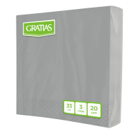 Салфетки бумажные Gratias трехслойные серебро 33 x 33см, 20шт