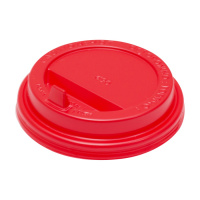 Крышка для одноразовых стаканов Протэк с носиком d=90мм, красная, 100шт/уп