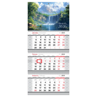 Календарь квартальный 3 бл. на 3 гр., 295*660 мм BG 'Водопад', с бегунком, 2026г.