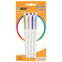 Ручки шариковые BIC 'Cristal Up Fun', НАБОР 4 ЦВЕТА (салатовый, розовый, фиолетовый, голубой), узел