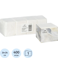 Салфетки бумажные Luscan 1 сл 24x24см белые 100штх4, спендер