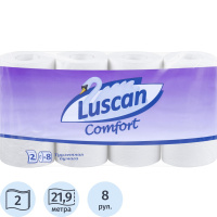 Туалетная бумага Luscan Comfort в рулоне, белая, 21.88м, 2 слоя, 8 рулонов