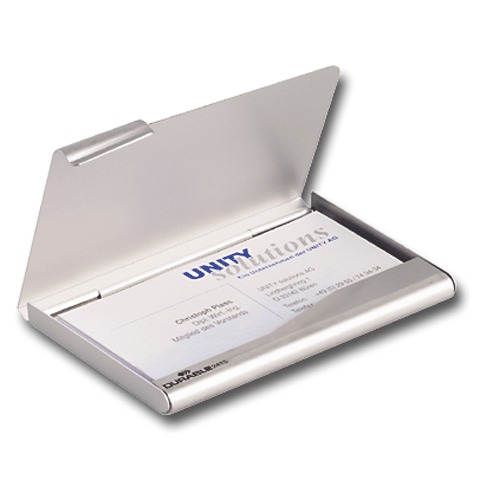 фото: Визитница Durable Business Card Box на 20 визиток, серебристая, 90х55мм, металл, 2415-23