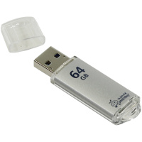 Память Smart Buy 'V-Cut'  64GB, USB 2.0 Flash Drive, серебристый (металл.корпус)