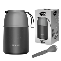 Термос 0,6 л для еды/напитков с широким горлом, JOYLUX (ДЖОЙЛЮКС) LUNCH, нержавеющая сталь SUS304, ложка-вилка, 700326
