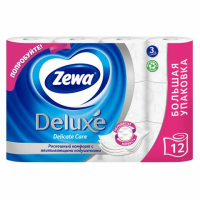 Туалетная бумага Zewa Deluxe Белая, 3 слоя, 12 рулонов