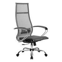 Кресло офисное Метта Комплект 7 ткань-сетка, серый, крестовина хром