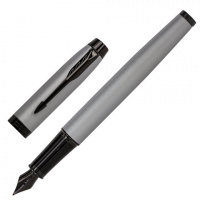 Ручка перьевая PARKER 'IM Achromatic Grey BT', корпус серый матовый, нержавеющая сталь, синяя, 21276
