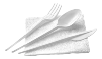 Набор одноразовых столовых приборов вилки + ложки + ножи + салфетки пластиковые белые