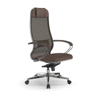 Кресло руководителя Метта Samurai Comfort S Infinity, ткань-сетка/экокожа, светло-коричневая, кресто