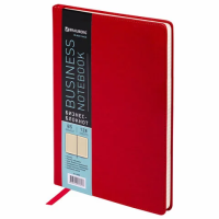 Тетрадь Brauberg Income красная, A4, 128 листов, в клетку, на сшивке, искусственная кожа