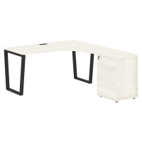 Стол эргономичный с тумбой EVCET 1518(R) Ясень Траун/Черный 1560х1880х750 EDIS