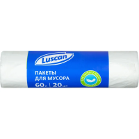 Мешки для мусора ПНД 60л 7мкм 20шт/рул белые 58х68см Luscan_СПБ