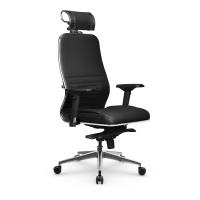 Кресло руководителя Метта Samurai KL-3.041 MPES, ткань-сетка/экокожа, черная, крестовина хром