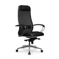 Кресло руководителя Метта Samurai SL-1.041 MPES, ткань-сетка/экокожа, черная плюс, крестовина хром