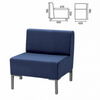 Кресло мягкое 'Хост' М-43, 620х620х780 мм, без подлокотников, экокожа, темно-синее
