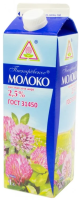Молоко Клевер Пискарёвское 2.5%, 1л, пастеризованное