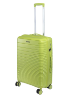 Чемодан Sirocco Moscow зеленый с полосками размер M, 68 x 44 x 26см