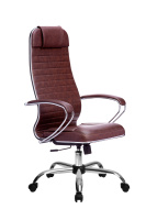 Кресло офисное Метта 6 экокожа, темно-коричневая, крестовина хром